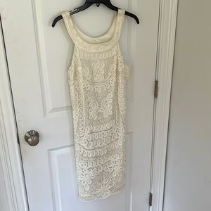 Sue Wong Cream Lace Overlay Dress